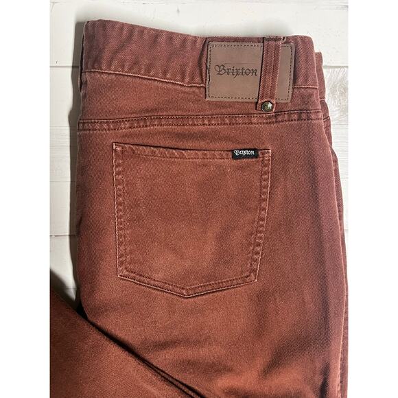 Brixton Mens Jeans Pinecone Brown Rust 34X30 Straight Leg Denim Pants - Picture 4 of 12